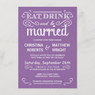 Rustic Burlap Orchid Purple Wedding Invitations