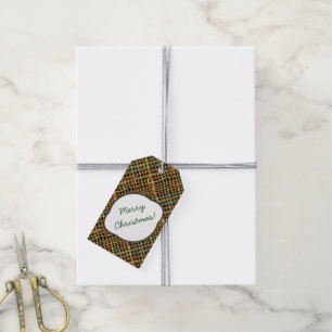 Rustic Burlap Pattern Green with Text Greeting Gift Tags