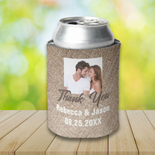 rustic burlap photo western country wedding can cooler