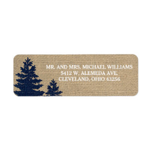 Rustic Burlap Pine Trees Winter Wedding Labels