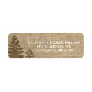 Rustic Burlap Pine Trees Winter Wedding Labels