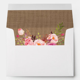 Rustic Burlap Pink Floral Invitation Envelope