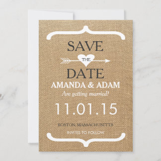 Rustic Burlap Save the Date Postcard