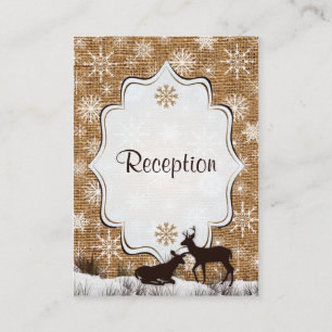 Rustic Burlap, Snowflakes & Deer Enclosure Card