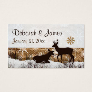 Rustic Burlap, Snowflakes & Deer Wedding Favour Ta