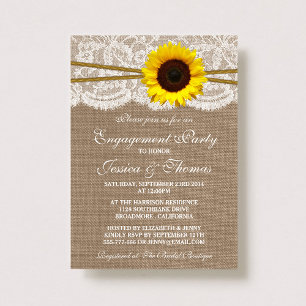 Rustic Burlap Sunflower Engagement Party Or Shower Invitation