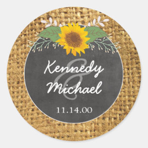 Rustic Burlap Sunflower Wedding envelope seal
