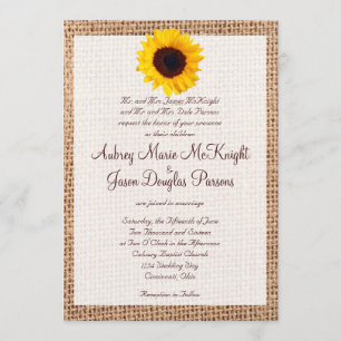 Rustic Burlap Sunflower Wedding Invitations