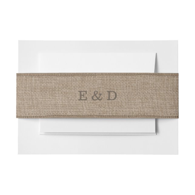 Rustic Burlap Texture Invitation Belly Band (Front Example)