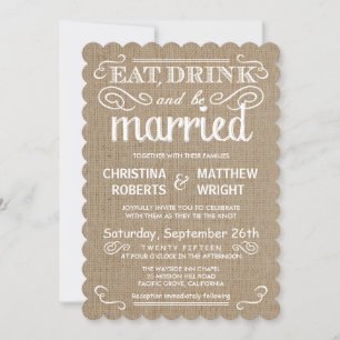 Rustic Burlap Traditional Tan Wedding Invitations