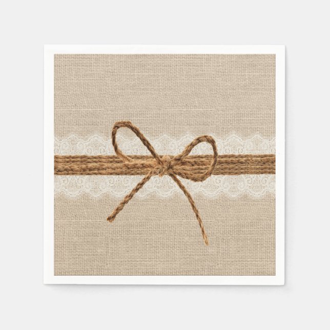 Rustic Burlap Twine Country Wedding Napkin (Front)