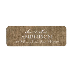 Rustic Burlap Typography Return Address Labels