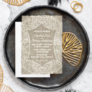Rustic Burlap Vintage French Lace Wedding Invite