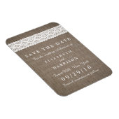 Rustic Burlap & Vintage White Lace Save The Date Magnet (Right Side)