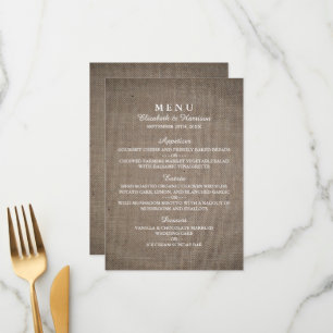 Rustic Burlap Wedding Menu