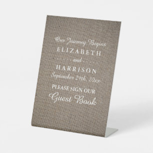Rustic Burlap Wedding Pedestal Sign