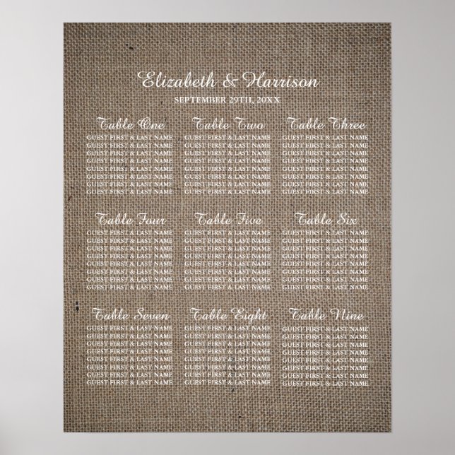 Rustic Burlap Wedding Poster (Front)