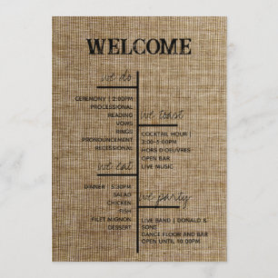 Rustic Burlap Wedding Program – Personalized Programme