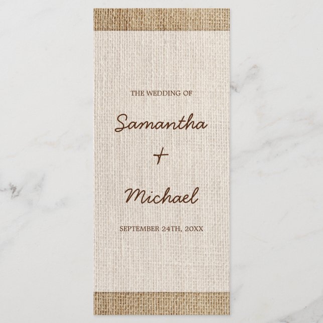 Rustic Burlap Wedding Program Programme (Front)