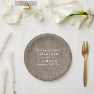 Rustic Burlap Wedding Reception Paper Plate