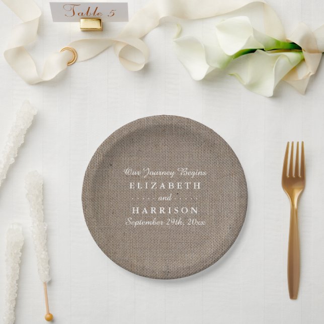 Rustic Burlap Wedding Reception Paper Plate (Wedding)