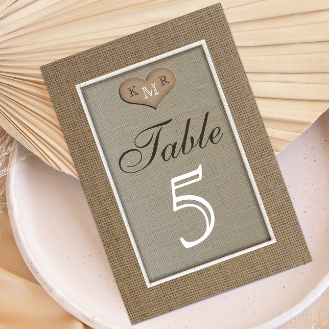 Rustic Burlap Wedding Table Numbers Cards (Creator Uploaded)