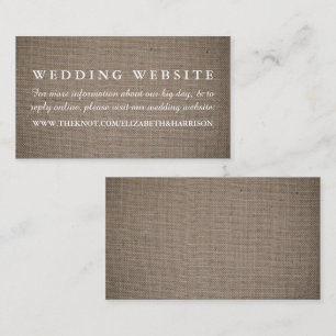 Rustic Burlap Wedding Website Enclosure Card