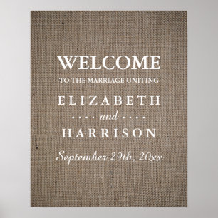 Rustic Burlap Wedding Welcome Poster