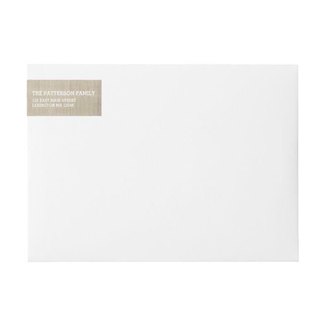 Rustic Burlap & White Wraparound Label (Front)