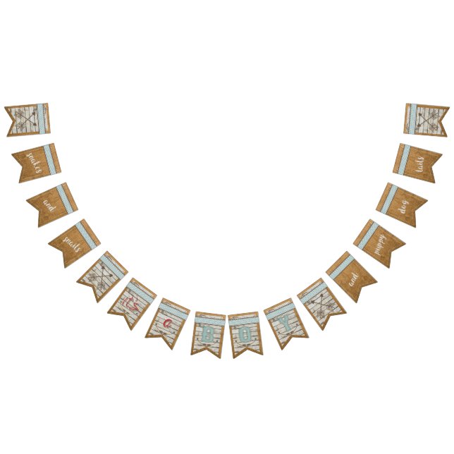 Rustic Burlap Wood Print It's A Boy Bunting Banner (All)