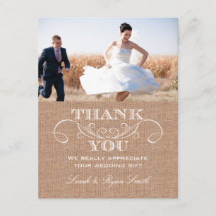 Rustic Burlarp Print Wedding Thank You Cards