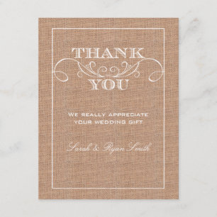 Rustic Burlarp Print Wedding Thank You Cards