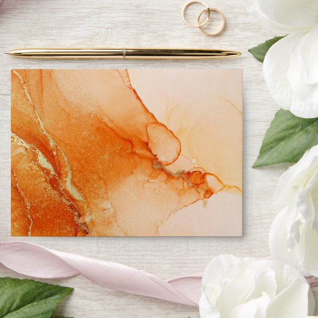 Rustic Burnt Orange Abstract Wedding  Envelope (Wedding)