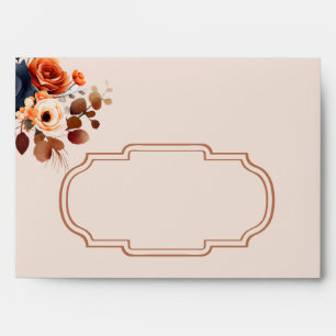 Rustic Burnt Orange and Blue Floral Wedding Envelope