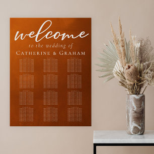 Rustic Burnt Orange Autumn Wedding Seating Chart