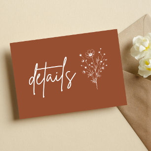 Rustic Burnt Orange Boho Wedding Details Enclosure Card