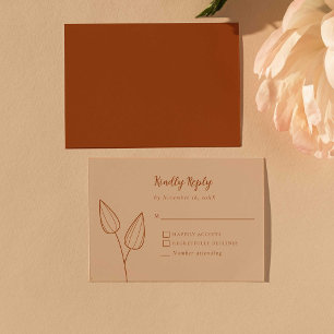 Rustic Burnt Orange Boho Wedding Elegant Minimal RSVP Card