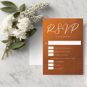 Rustic Burnt Orange Boho Wedding Meal Options RSVP Card
