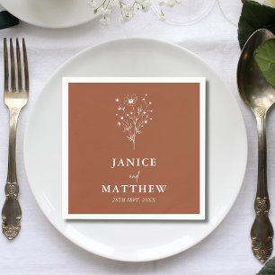 Rustic Burnt Orange Boho Wedding Napkin