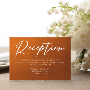 Rustic Burnt Orange Boho Wedding Reception Enclosure Card