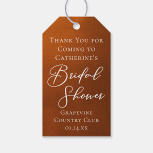 Rustic Burnt Orange Bridal Shower Personalised Gift Tags
