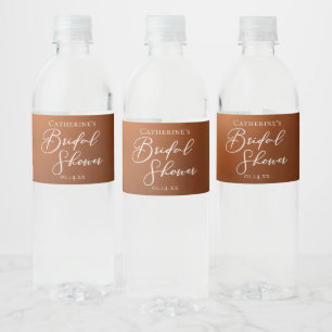 Rustic Burnt Orange Bridal Shower Personalised Water Bottle Label