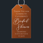 Rustic Burnt Orange Bridal Shower Personalized Gift Tags<br><div class="desc">This rustic burnt orange bridal shower gift tag features beautiful white typography for an autumn party featuring boho colors for a fall wedding. Minimalist white typography for a bohemian bride.</div>
