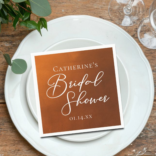 Rustic Burnt Orange Bridal Shower Personalized Napkin (Creator Uploaded)