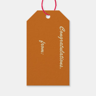 Rustic Burnt Orange Congratulations (gold script) Gift Tags