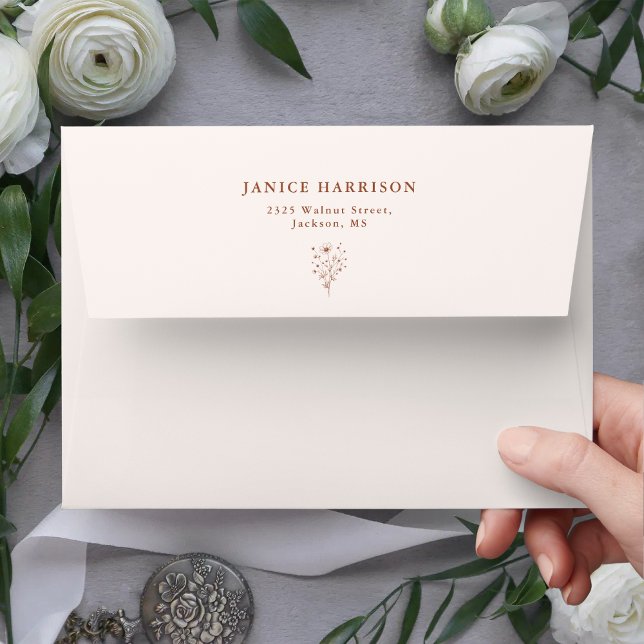 Rustic Burnt Orange Elegant Wedding Envelope (Creator Uploaded)