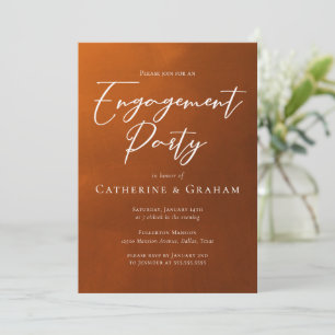 Rustic Burnt Orange Engagement Party Invitation