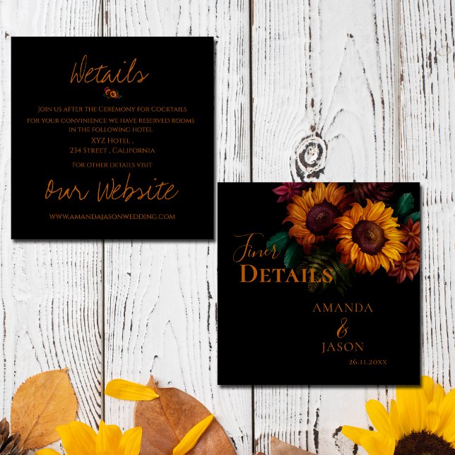Rustic Burnt Orange Floral Wedding Details Enclosure Card (Rustic Burnt Orange Floral Wedding Details Enclosure Card)