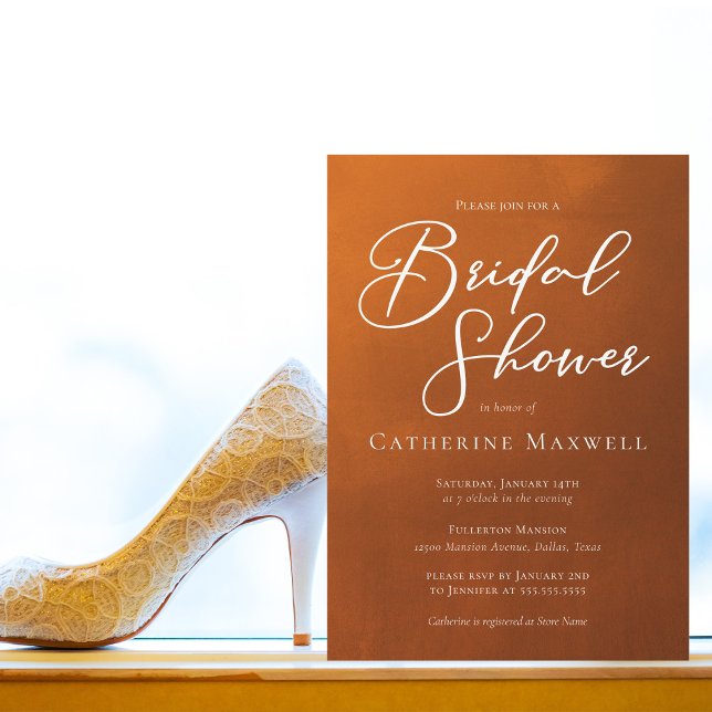 Rustic Burnt Orange Gradient Autumn Bridal Shower Invitation (Creator Uploaded)