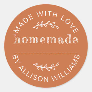 Rustic Burnt Orange Homemade Baked Goods Classic Round Sticker